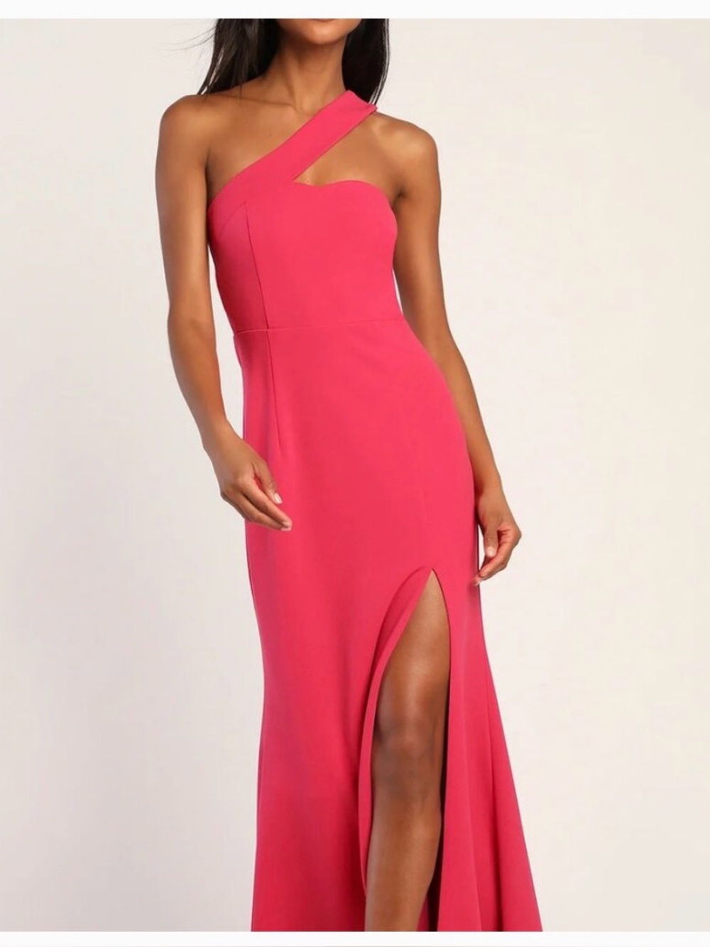 Lulu's One-Shoulder Hot Pink Wedding Guest Dress